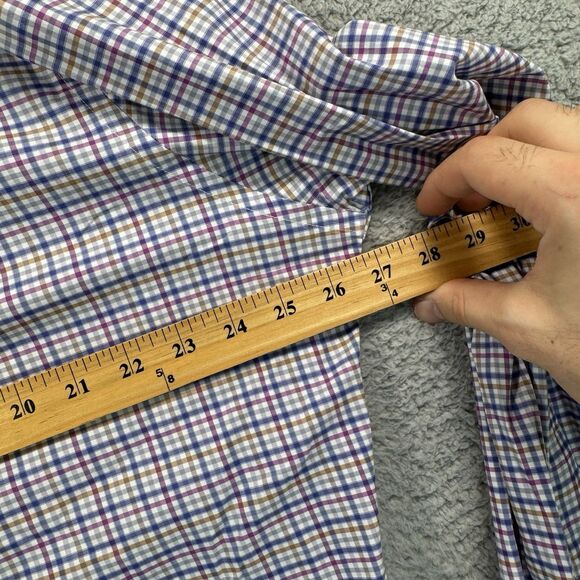 David Donahue Shirt Men's XXL Plaid Long Sleeve Button Up Dress Performance - Picture 6 of 9